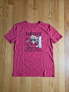 Valentine's Day Cute Funny Pun T-Shirt | Boy's Med 10-12 | Red Nacho Glasses NEW